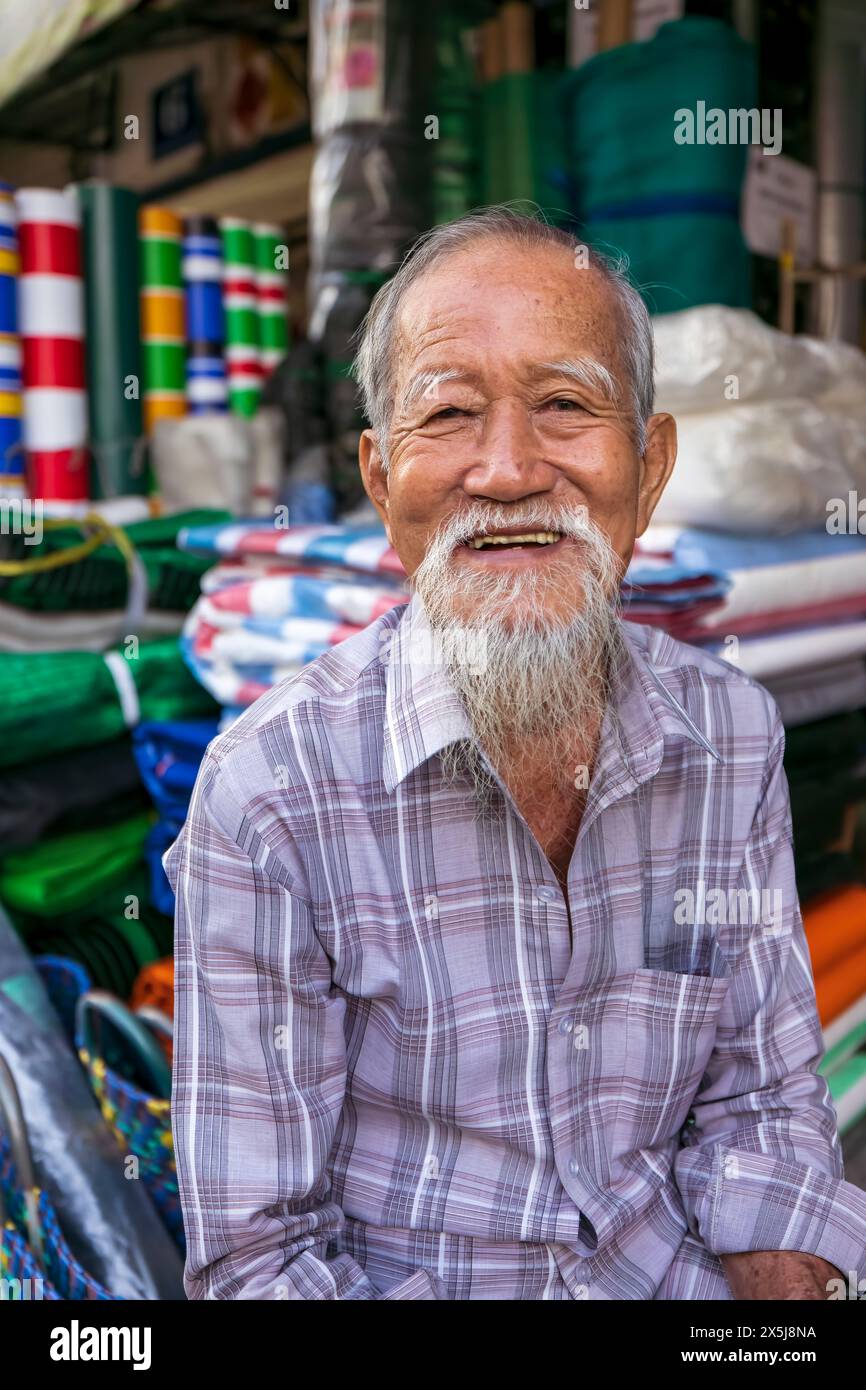 Vietnam. Happy old man with beard. (Editorial Use Only) Stock Photo
