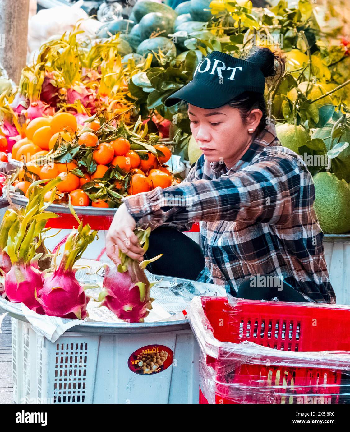 Vietnam. Early morning with outside market fruit and vegetable trading