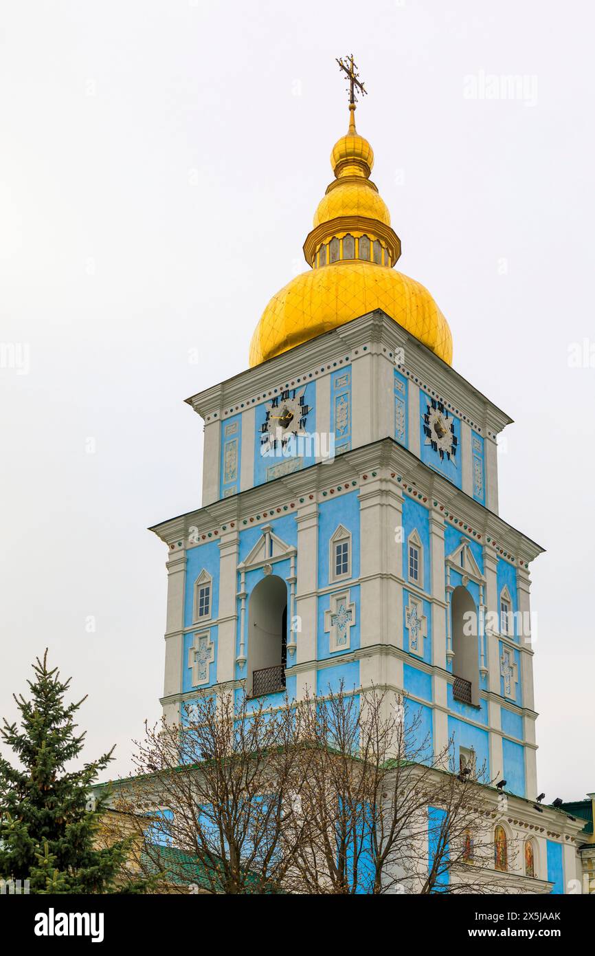 Ukraine, Kiev, Kyiv. St Michael's Cathedrale, monastery. Built in Middle Ages. Exterior spire. Stock Photo