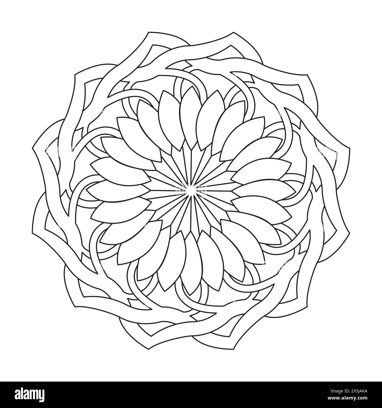Circles Kids Mandala Colouring Book Page for KDP Book Interior. Peaceful Petals, Ability to Relax, Brain Experiences, Harmonious Haven, Peaceful Portray Stock Vector