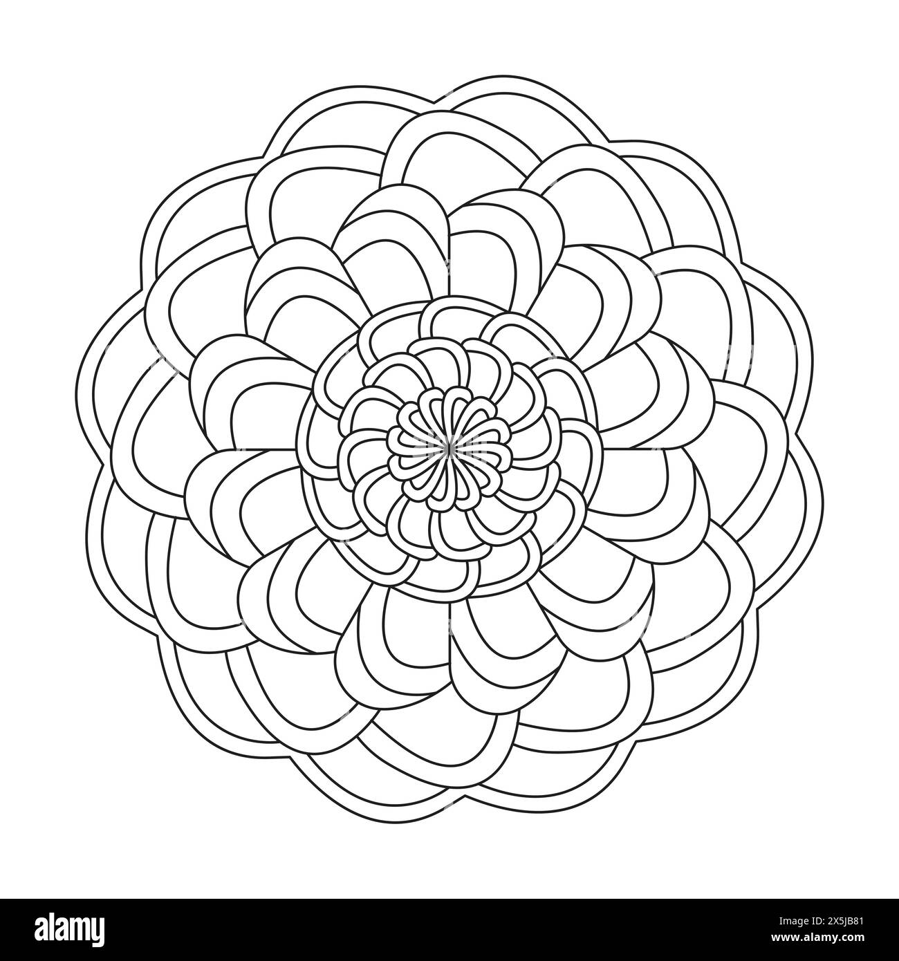 Mandala Relaxation Kids Colouring Book Page for KDP Book Interior. Peaceful Petals, Ability to Relax, Brain Experiences, Harmonious Haven, Peaceful POR Stock Vector