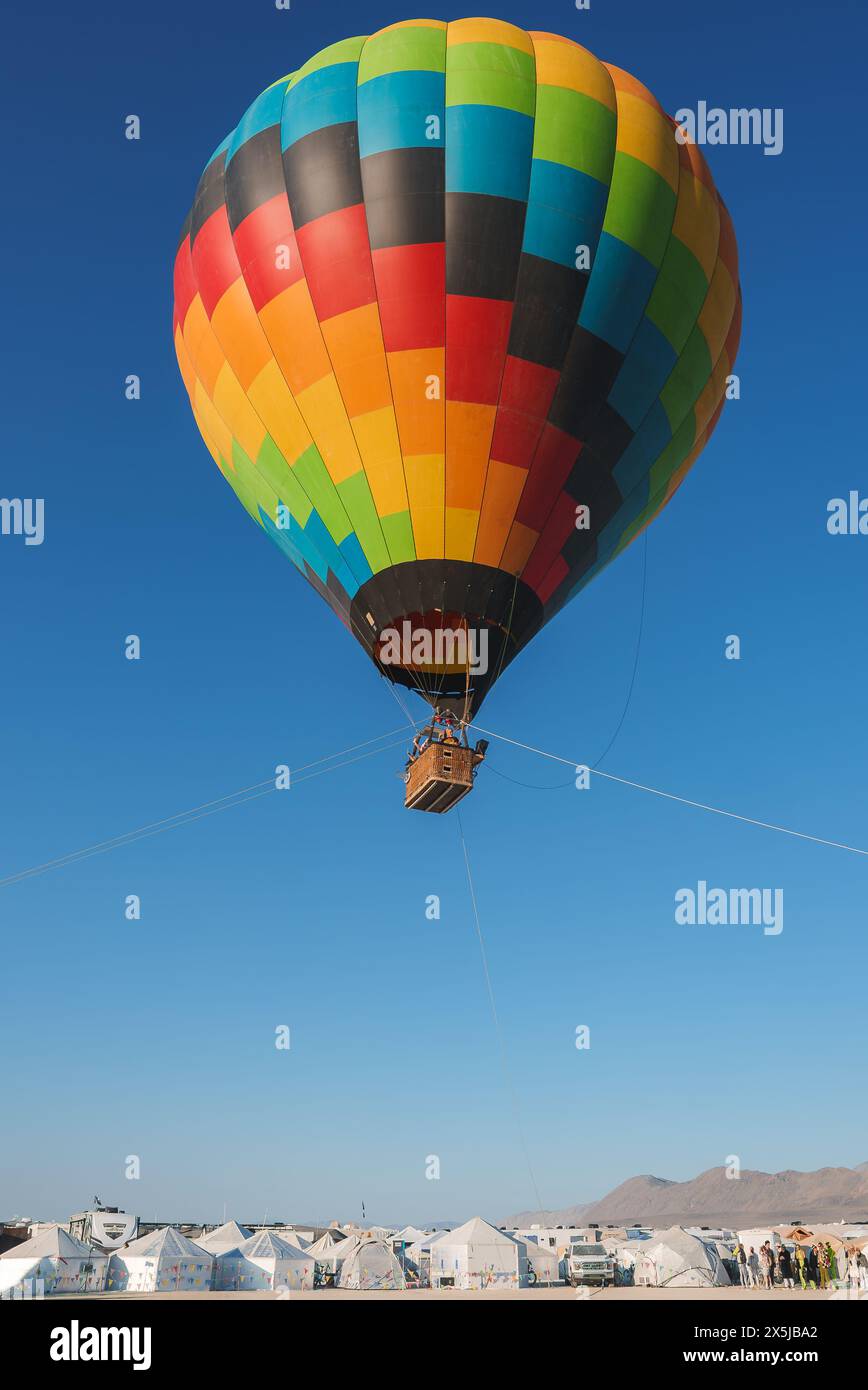 Vibrant Hot Air Balloon Festival Scene in Desert Sky Stock Photo - Alamy