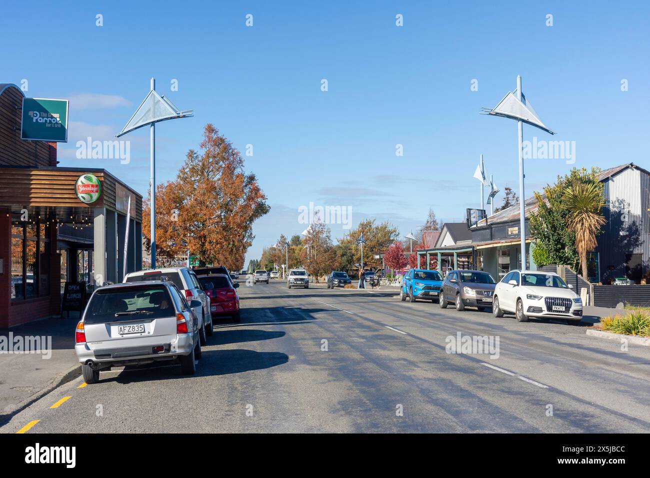 Town centre, Forest Drive, Methven, Canterbury, South Island, New Zealand Stock Photo