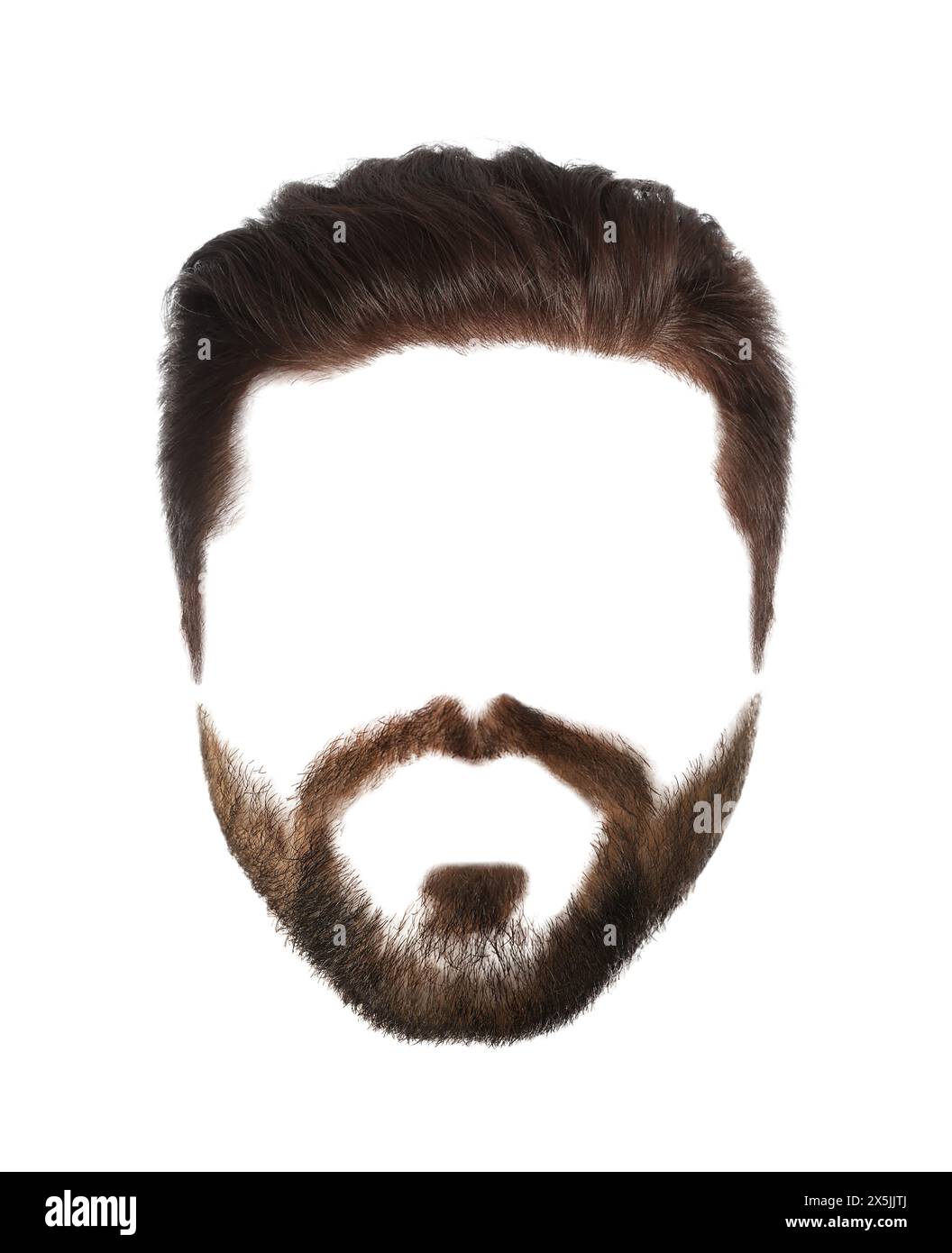 Male hairstyle with beard and mustache isolated on white Stock Photo ...