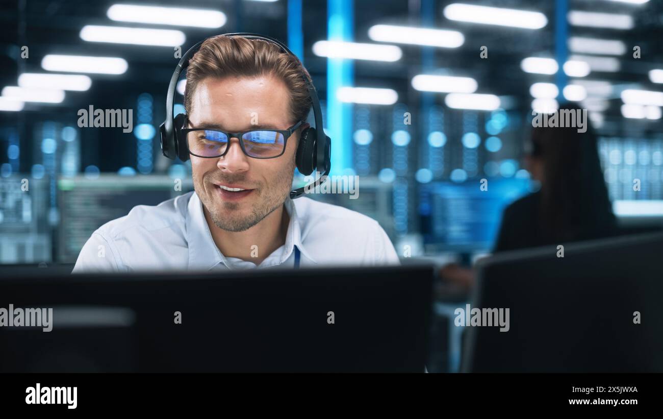 Man calling client support assistance hi-res stock photography and ...