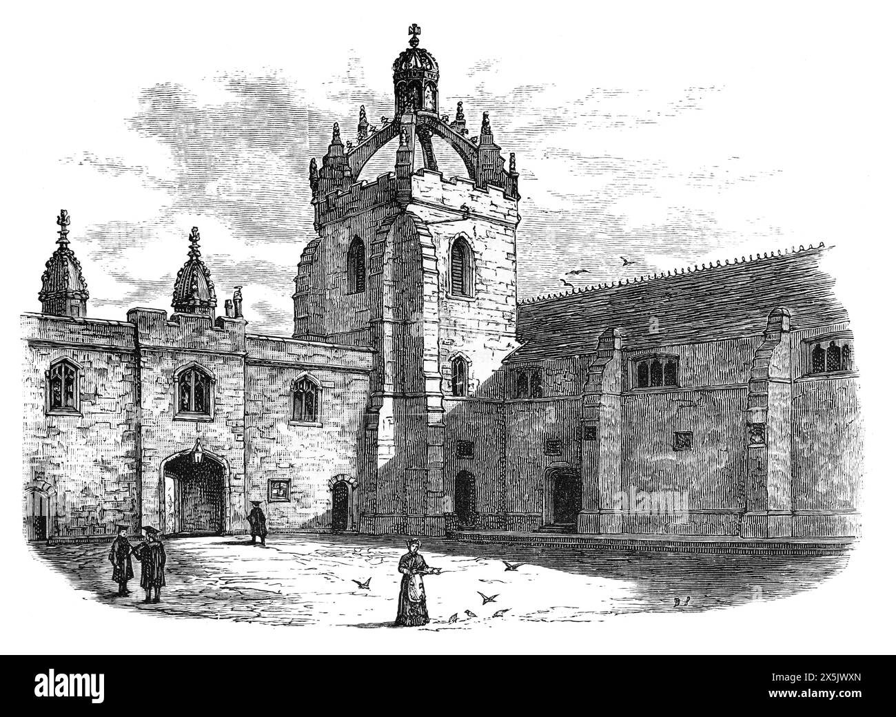 King's College, Aberdeen, Scotland, as it appeared in the late 19th century. Black and White Illustration from Our Own Country Vol III published by Cassell, Petter, Galpin & Co. in the late 19th century. Stock Photo