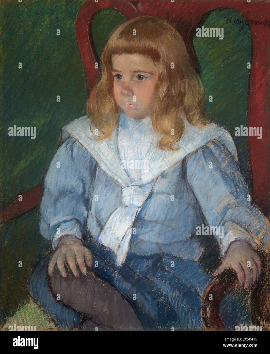 Painting by american artist Mary Cassatt (1844-1926) Boy with Golden Curls (Portrait of Harris Whittemore, Jr., B.A. 1918) (1898) Stock Photo