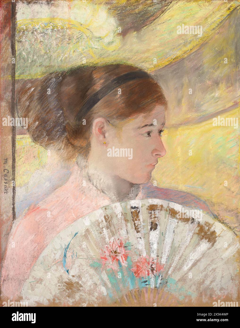 Painting by american artist Mary Cassatt (1844-1926) Young Lady in a Loge Gazing to Right (circa 1878-79) Stock Photo