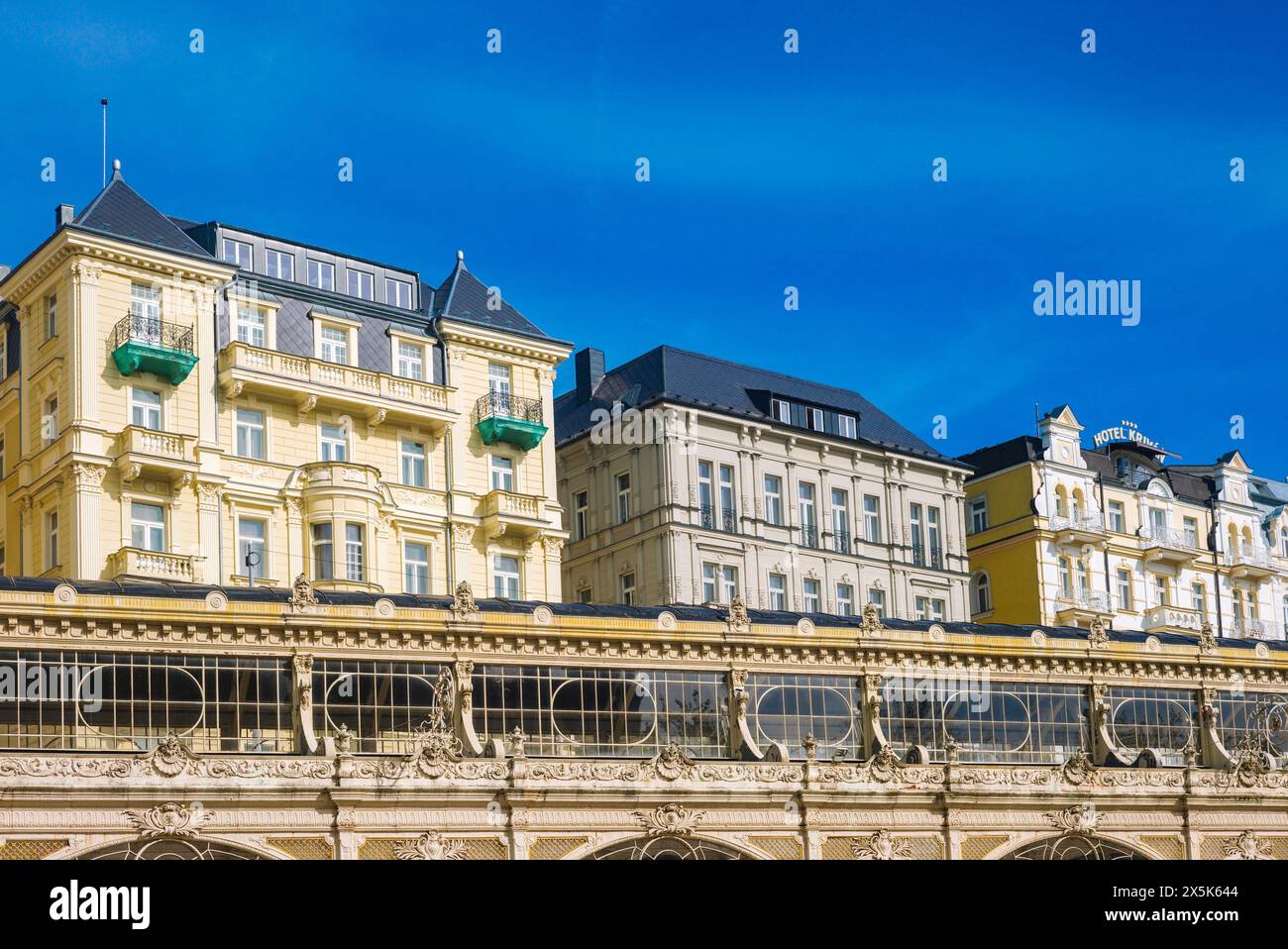 Spa colonnades and historical buildings in Marienbad/Mariánské Lázne (Czech Republic) Stock Photo
