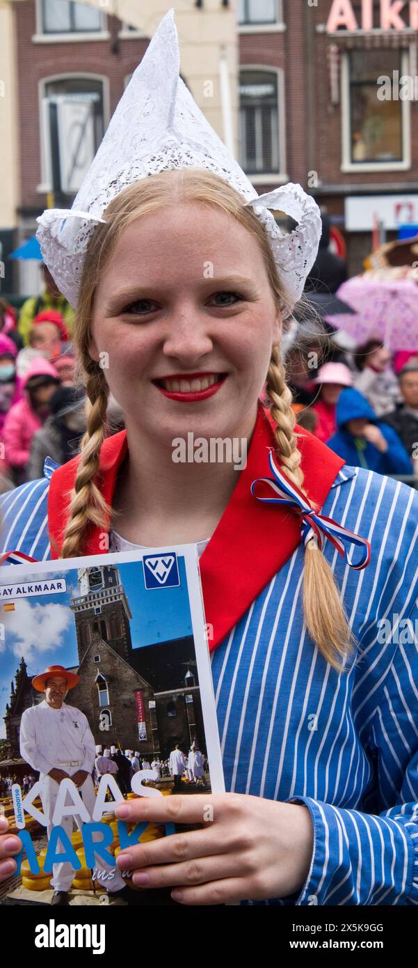 Netherlands North Holland Alkmaar Cheese girl kaasmeisje in traditional costume at the Netherlands North Holland Alkmaar Cheese girl kaasmeisje in traditional costume at the