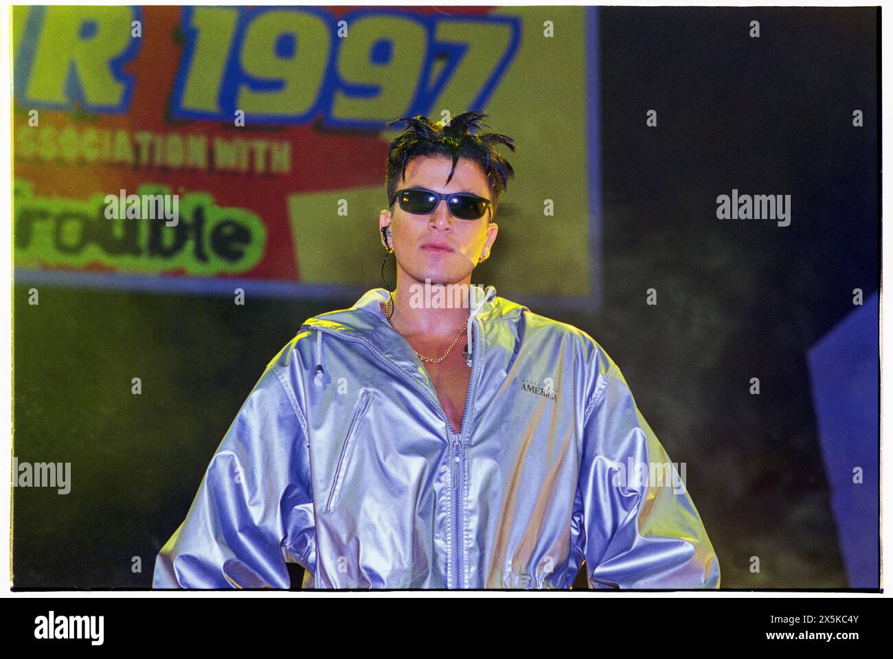 PETER ANDRE, YOUNG, 1997: A young Peter Andre on the 1997 Smash Hits Tour at Cardiff International Arena CIA, Cardiff, Wales, UK on 22 November 1997.  Photo: Rob Watkins. INFO:  Peter Andre, born on February 27, 1973, in Harrow, London, is a British-Australian singer, songwriter, and television personality. Rising to fame in the '90s, he has enjoyed success in music, reality television, and philanthropy. Stock Photo