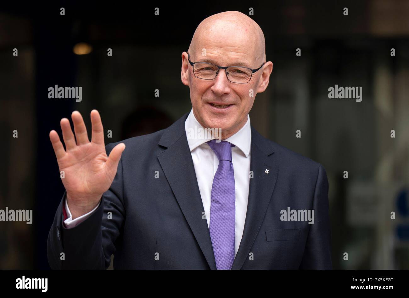 First Minister John Swinney during a visit to see a new CT scanner which delivers additional diagnostic capacity at St John's Hospital, Livingston, West Lothian. Picture date: Friday May 10, 2024. Stock Photo