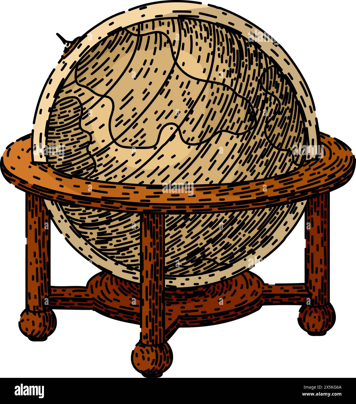 globe summer travel vintage sketch hand drawn vector Stock Vector Image ...