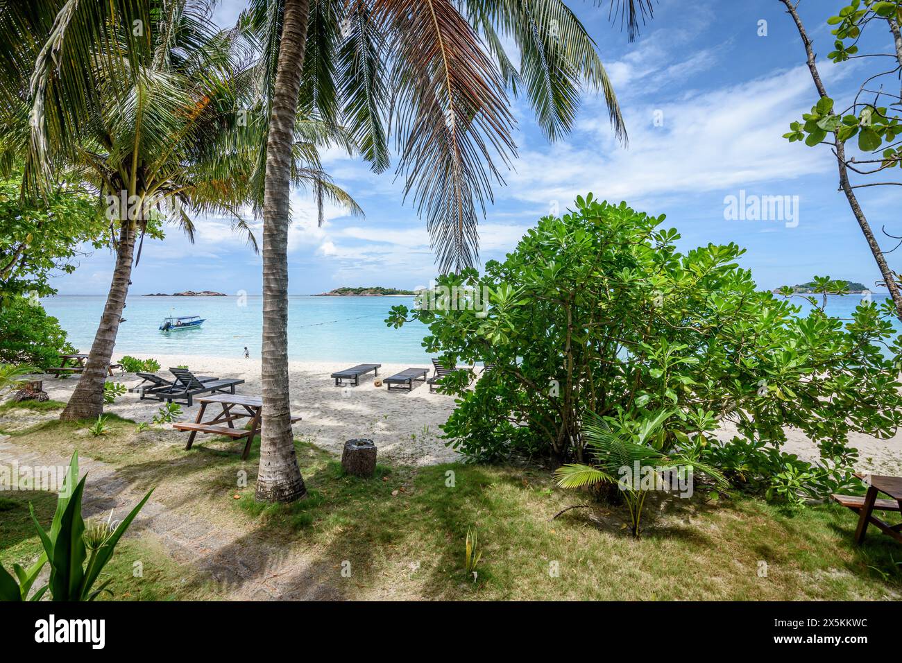 Tropical sandy beach at Palau Redang, Malaysia. Stock Photo