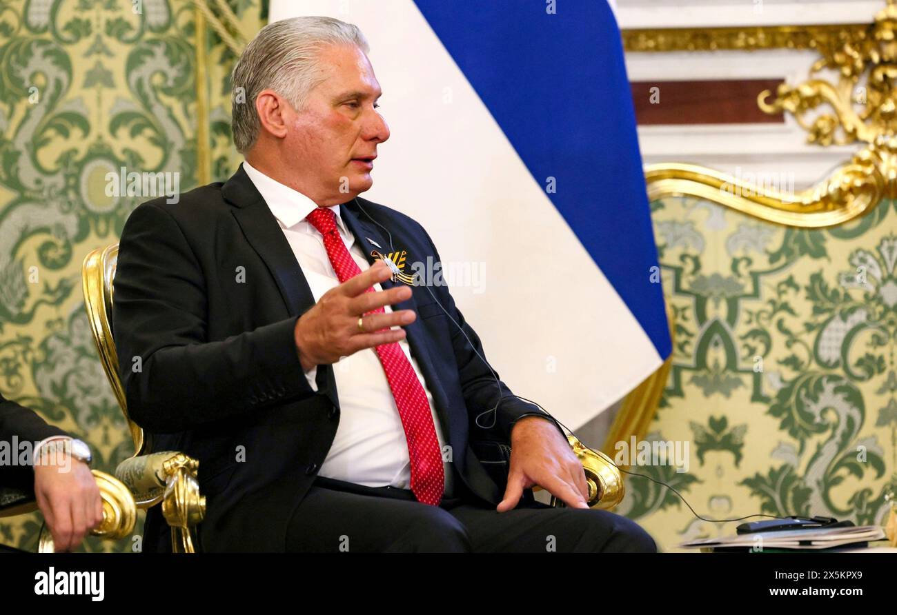 Moscow, Russia. 09th May, 2024. Cuban President Miguel Díaz-Canel ...