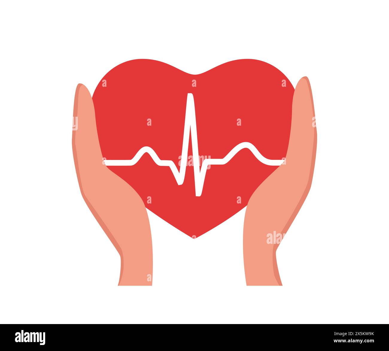 Hypertension awareness symbol. Red heart in hands. High Blood Pressure awareness concept Stock