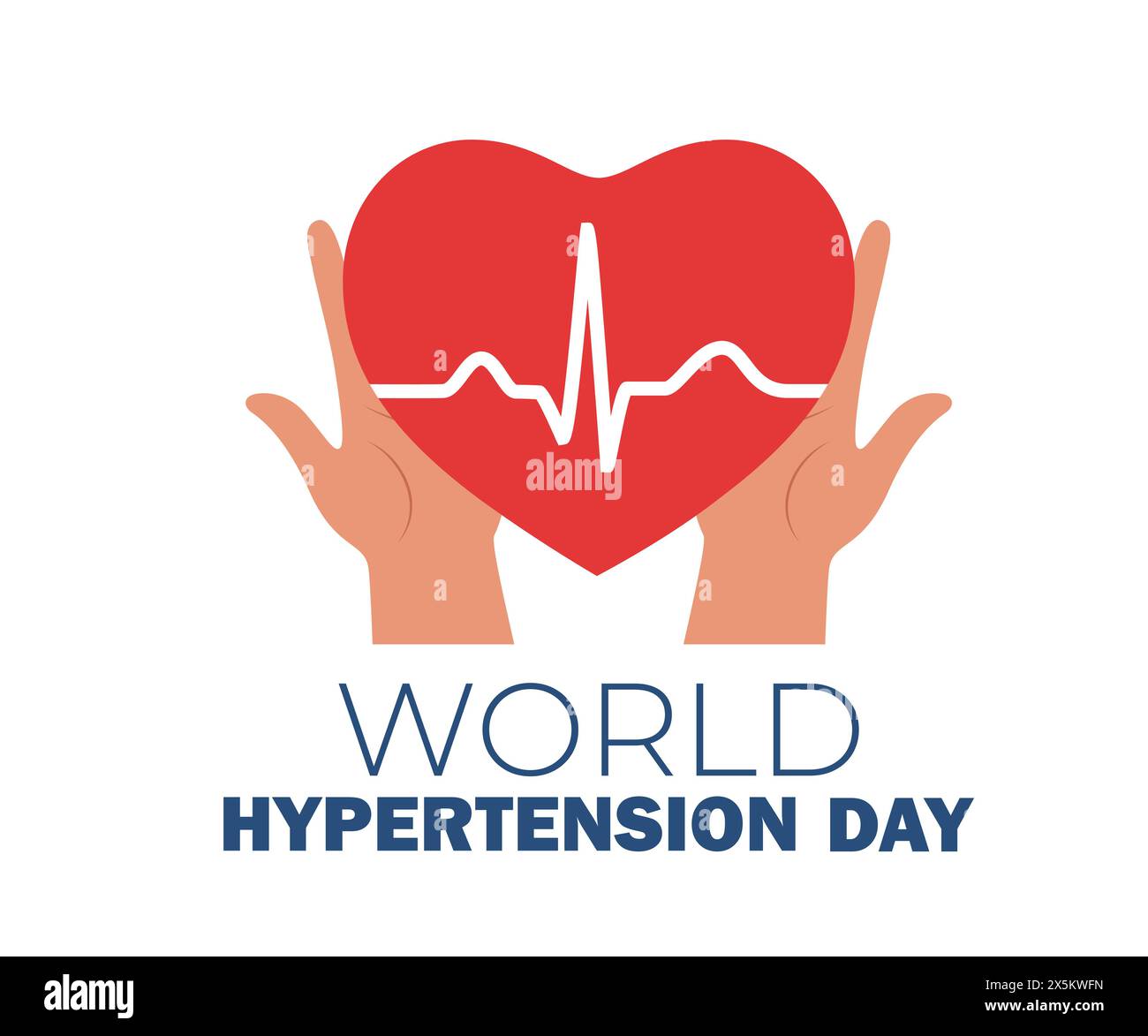 World Hypertension Day Concept. High Blood Pressure awareness background with red heart sign