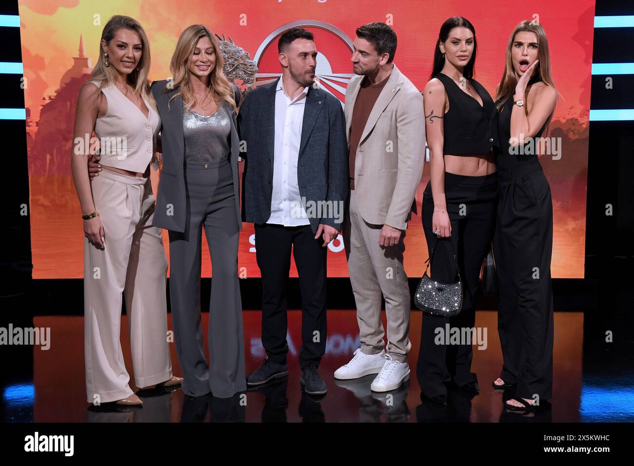 Milan, Italy. 10th May, 2024. Milan, photocall of the three finalist couples of 'Pechino express 2024' - the winners, the 'Pasticceri' DamianoCarrara and Massimiliano Carrara, the second 'Italy-Argentina' Estefania Bernal and Antonella Fiordelisi and the third 'Le Amiche' Maddalena Corvaglia and Barbara Petrillo Credit: Independent Photo Agency/Alamy Live News Stock Photo