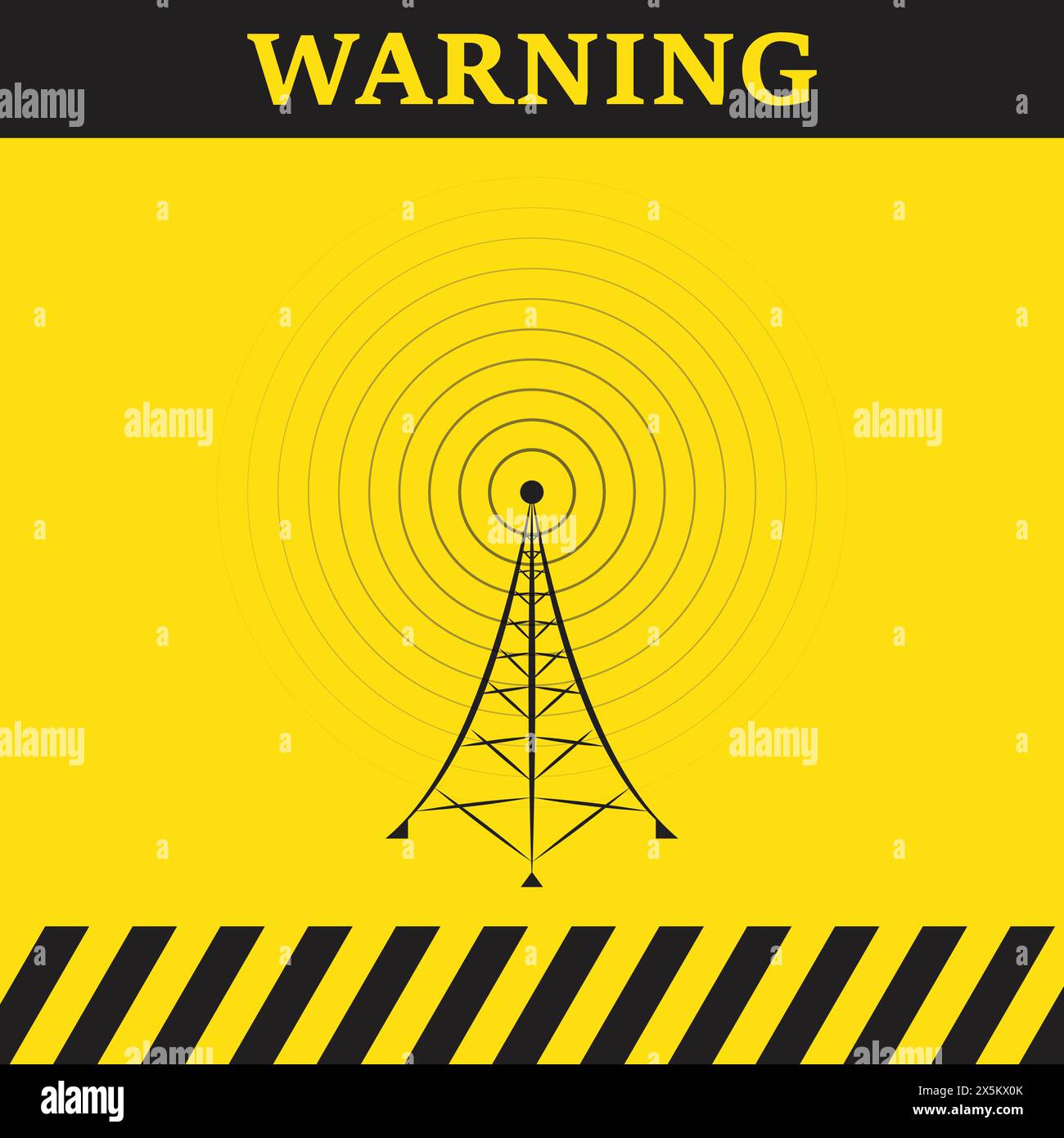 Warning radio antenna tower, conceptual vector with text Stock Vector