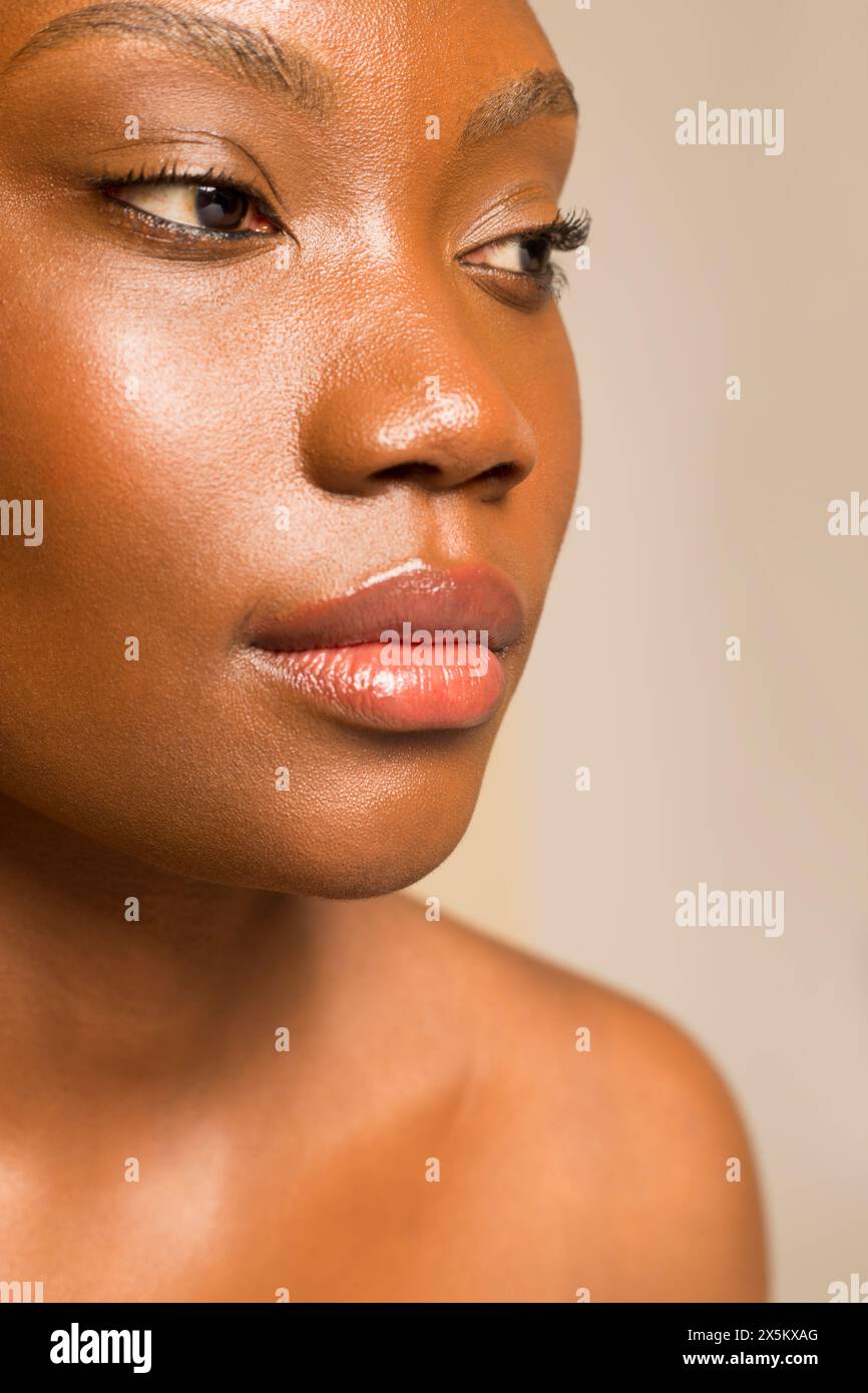 Close up african woman thinking hi-res stock photography and images - Alamy