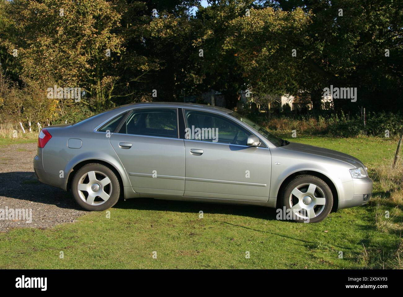 silver Audi A4 saloon Stock Photo