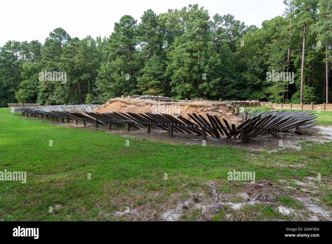Defensive fortifications on a Civil War battlefield in Virginia Stock ...