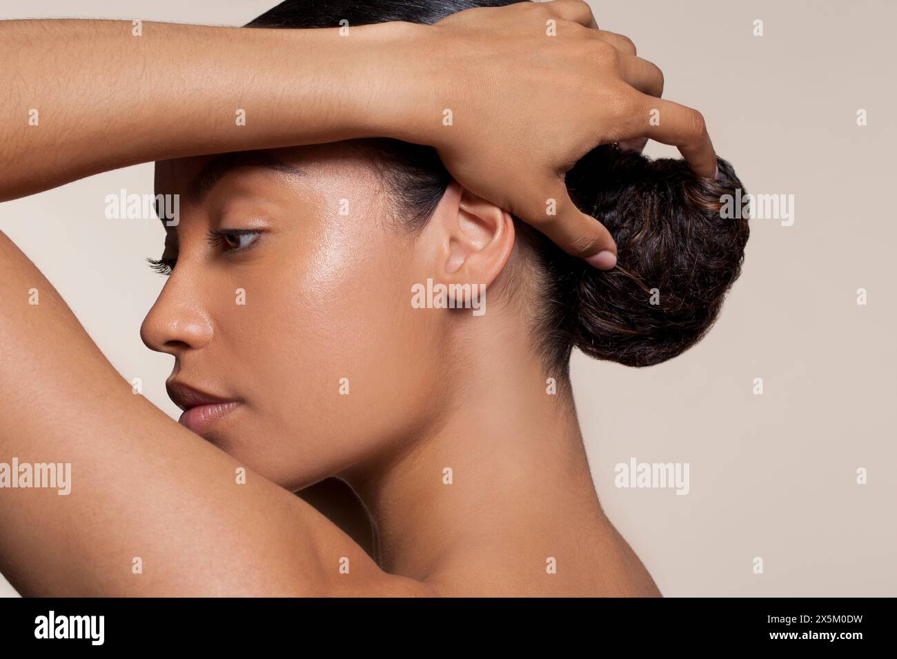 Grey hair bun hi-res stock photography and images - Alamy