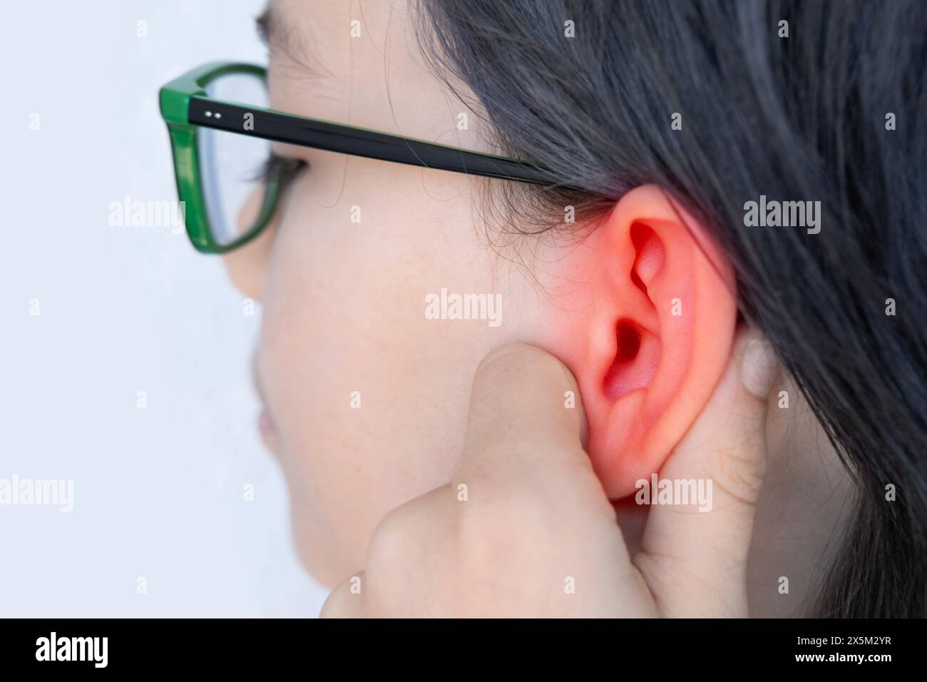 Minor Ear Infection part face of boy, Child holding painful ear, ear infection, Acute ...