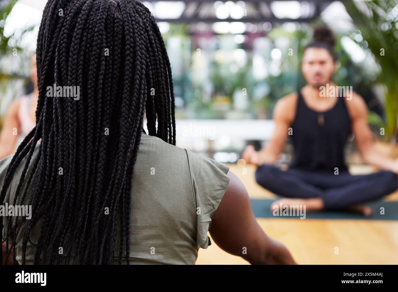 Group of people practicing pilates Stock Photo