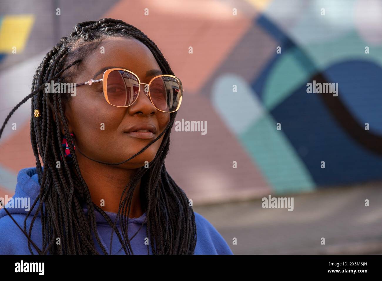 UK, South Yorkshire, Portrait of smiling woman with braided hair Stock ...