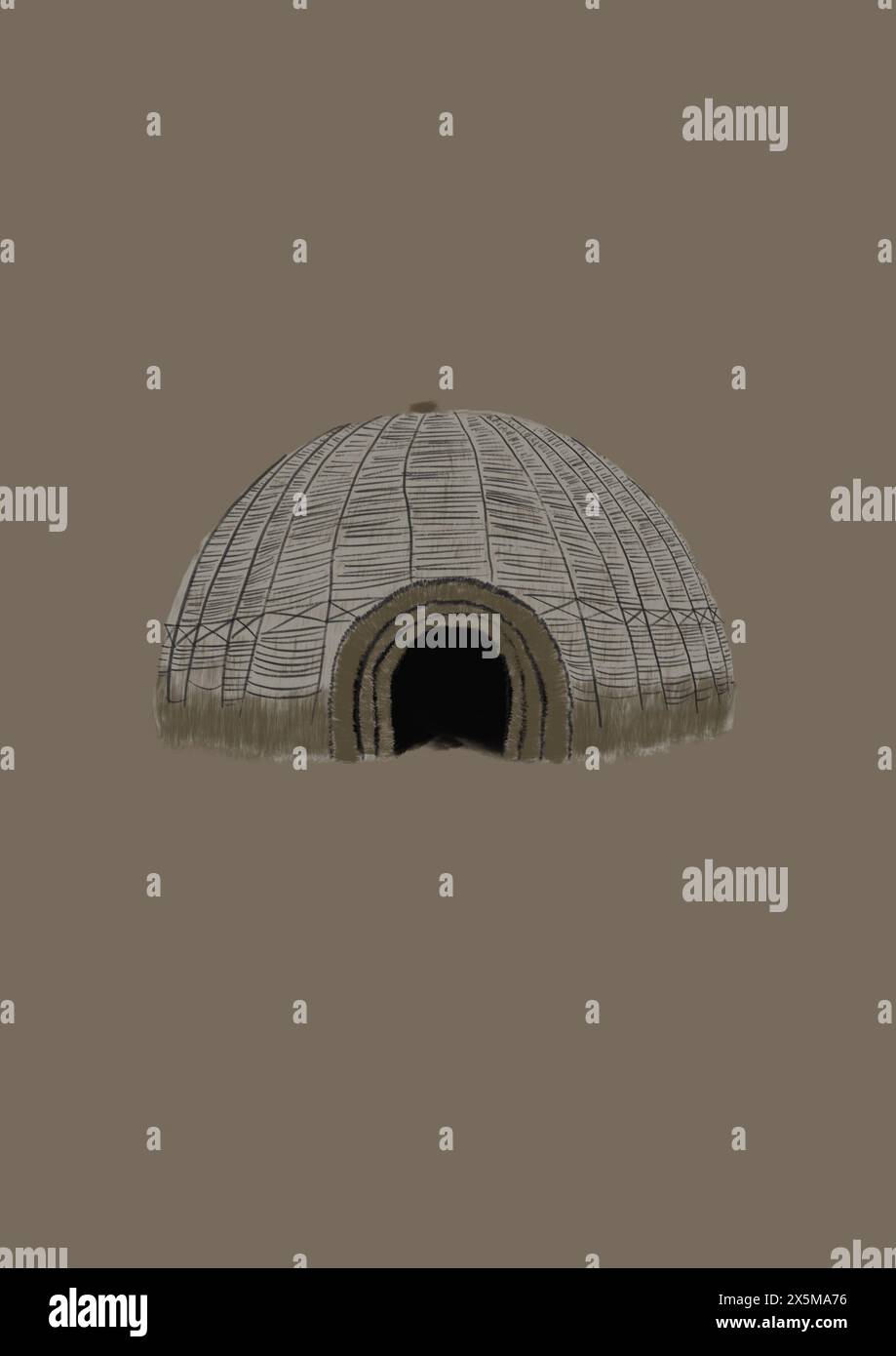 Traditional Zulu hut, illustration Stock Photo