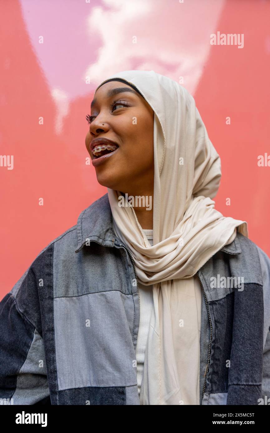 Smiling young woman wearing hijab Stock Photo