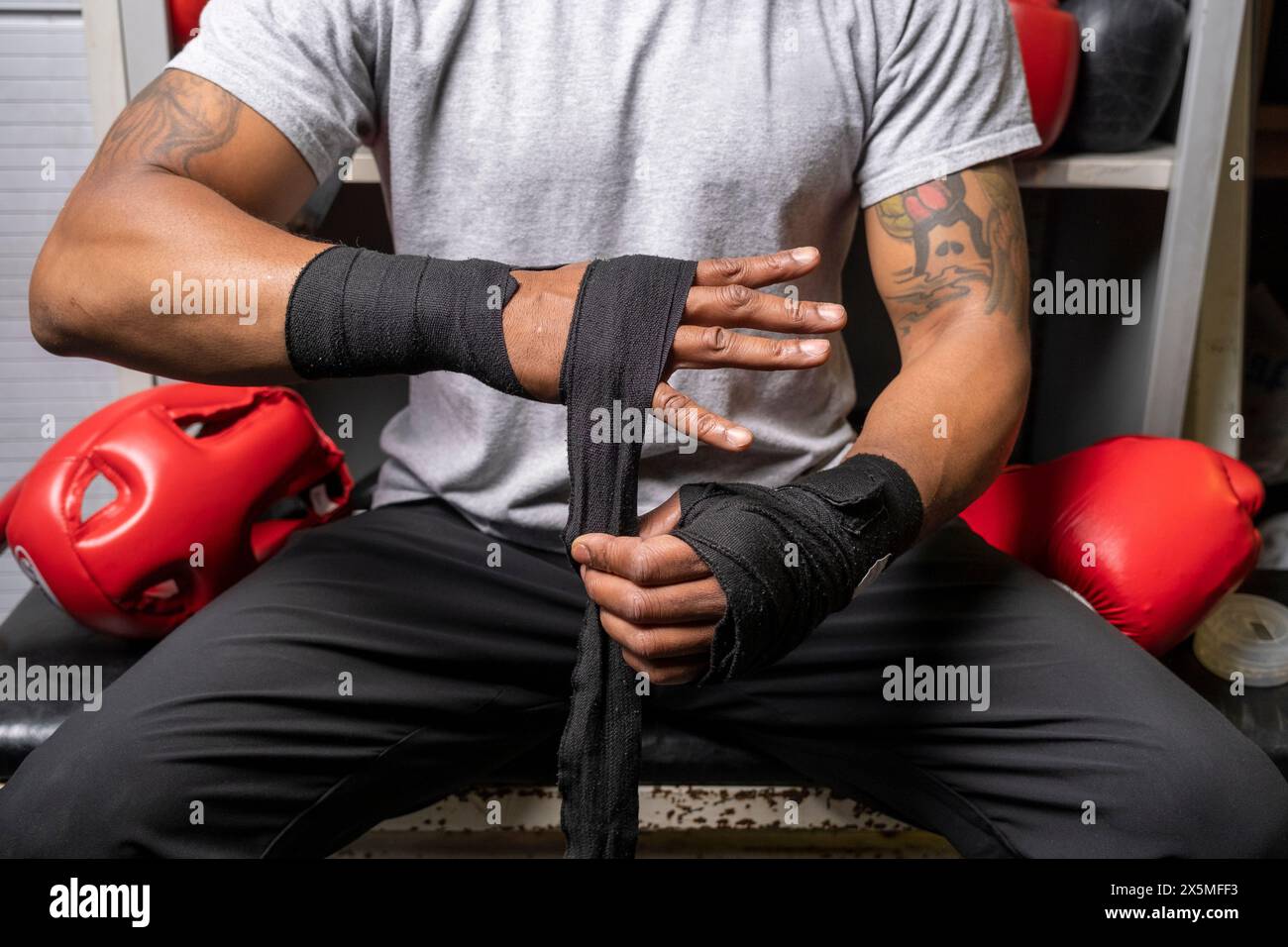 Boxing Hands Rips Boxer wrapping hands hi-res stock photography and images - Alamy
