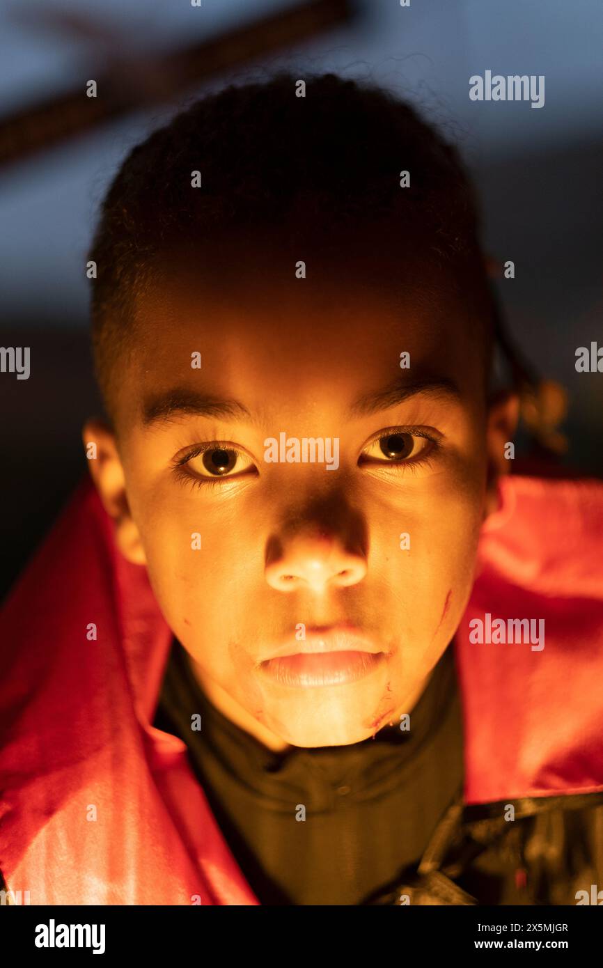 Portrait of boy in Halloween costume Stock Photo