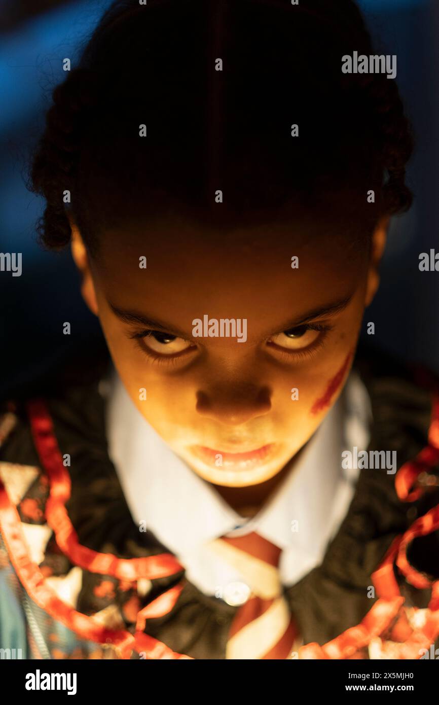Portrait of boy in Halloween costume Stock Photo