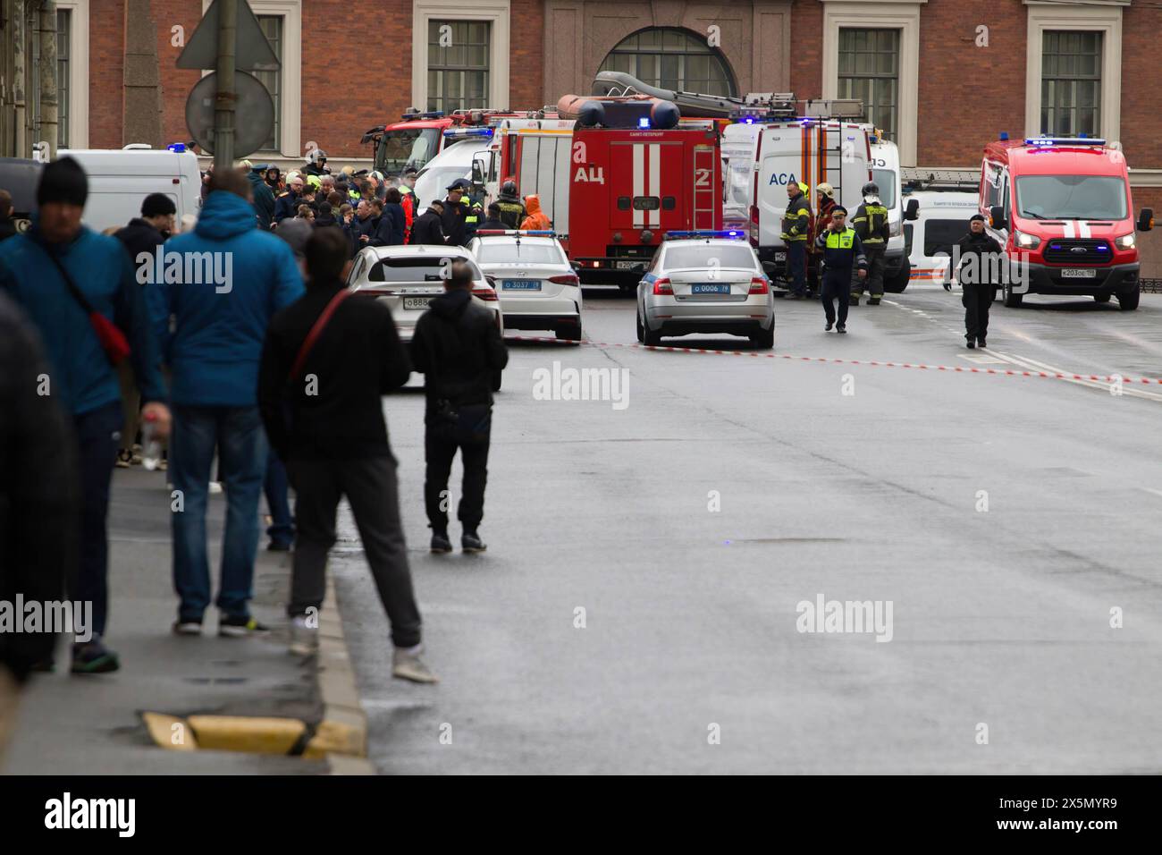 Emergency services personnel during a cordon near the scene of an ...