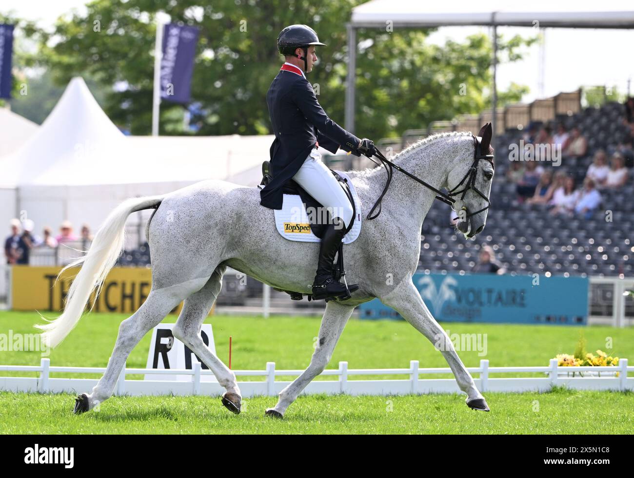 Badminton Estate, Gloucestershire, UK. 10th May, 2024. 2024 MARS Badminton Horse Trials Day 3; Wills Oakden (GBR) riding A CLASS COOLEY During the Dressage on Day 3 Credit: Action Plus Sports/Alamy Live News Stock Photo