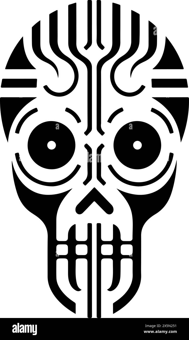 A skull with a pattern on it. Ornamental skull illustration for print. Stock Vector