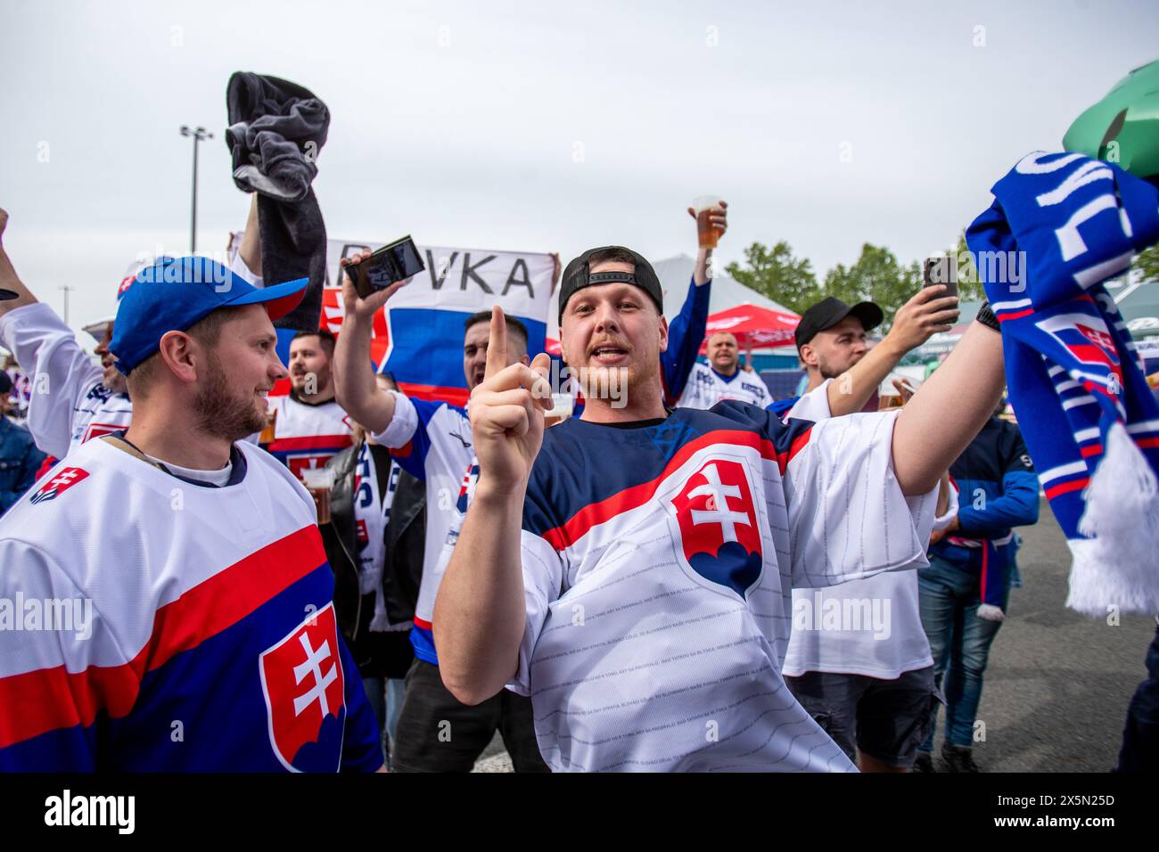 Ostrava, Czech Republic. 10th May, 2024. Slovak fans in fan zone for the Slovakia vs Germany