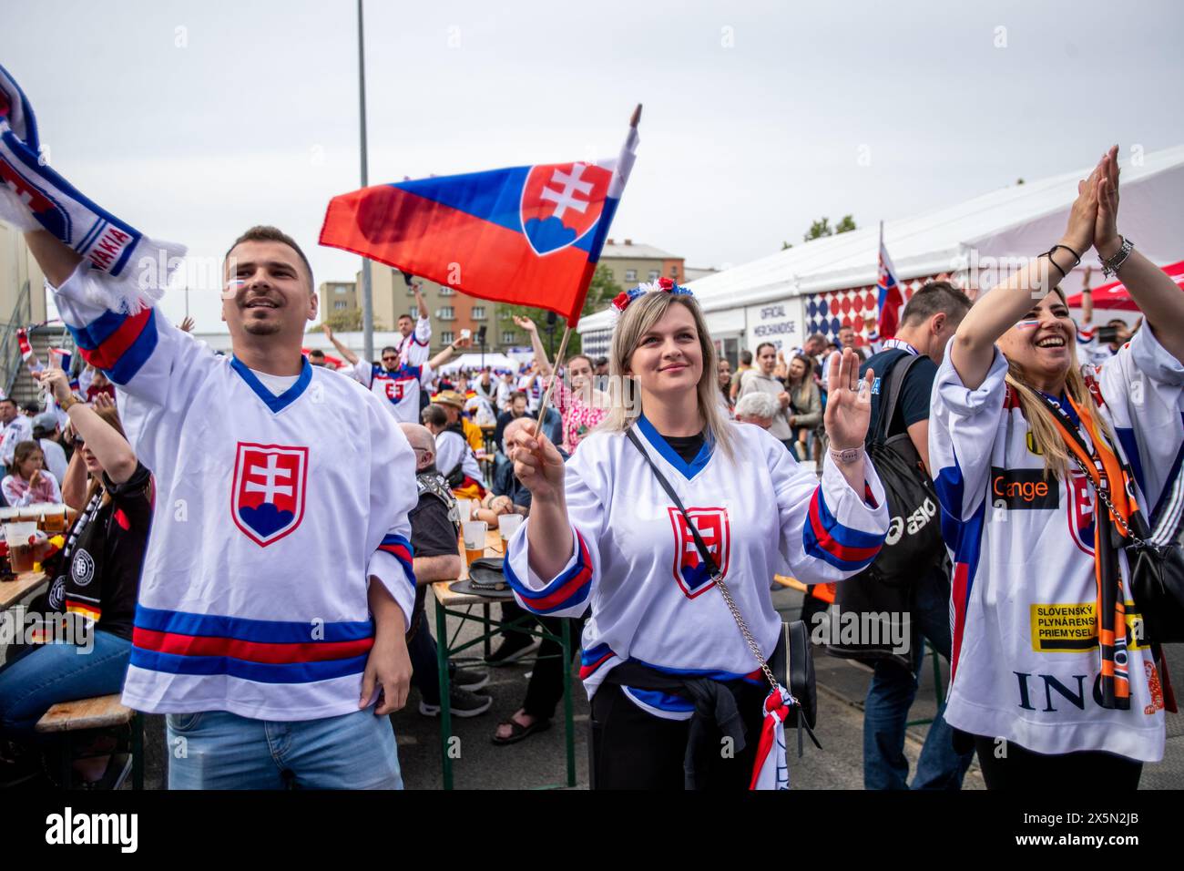 Ostrava, Czech Republic. 10th May, 2024. Slovak fans in fan zone for the Slovakia vs Germany