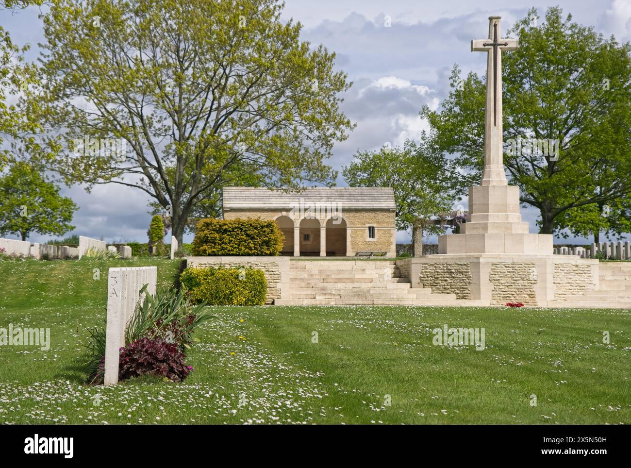 Hottot-les-Bagues, France - May 6, 2024: This War Cemetery in Hottot-les-Bagues contains the graves of about 1000 Commonwealth soldiers killed during Stock Photo