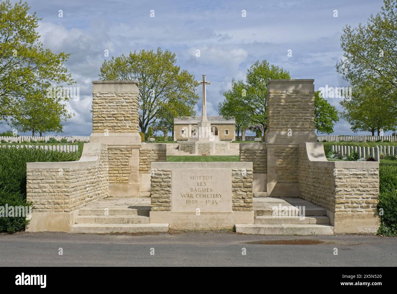 Hottot-les-Bagues, France - May 6, 2024: This War Cemetery in Hottot-les-Bagues contains the graves of about 1000 Commonwealth soldiers killed during Stock Photo