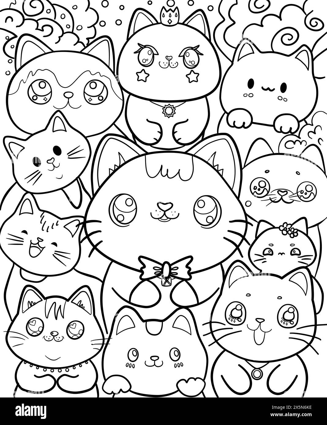 Kawaii cat coloring page vector hi-res stock photography and images - Alamy