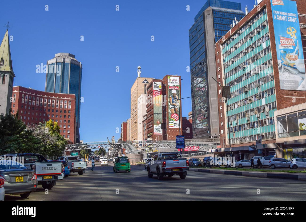 Harare, Zimbabwe, 21st April 2024: Harare city centre, daytime view