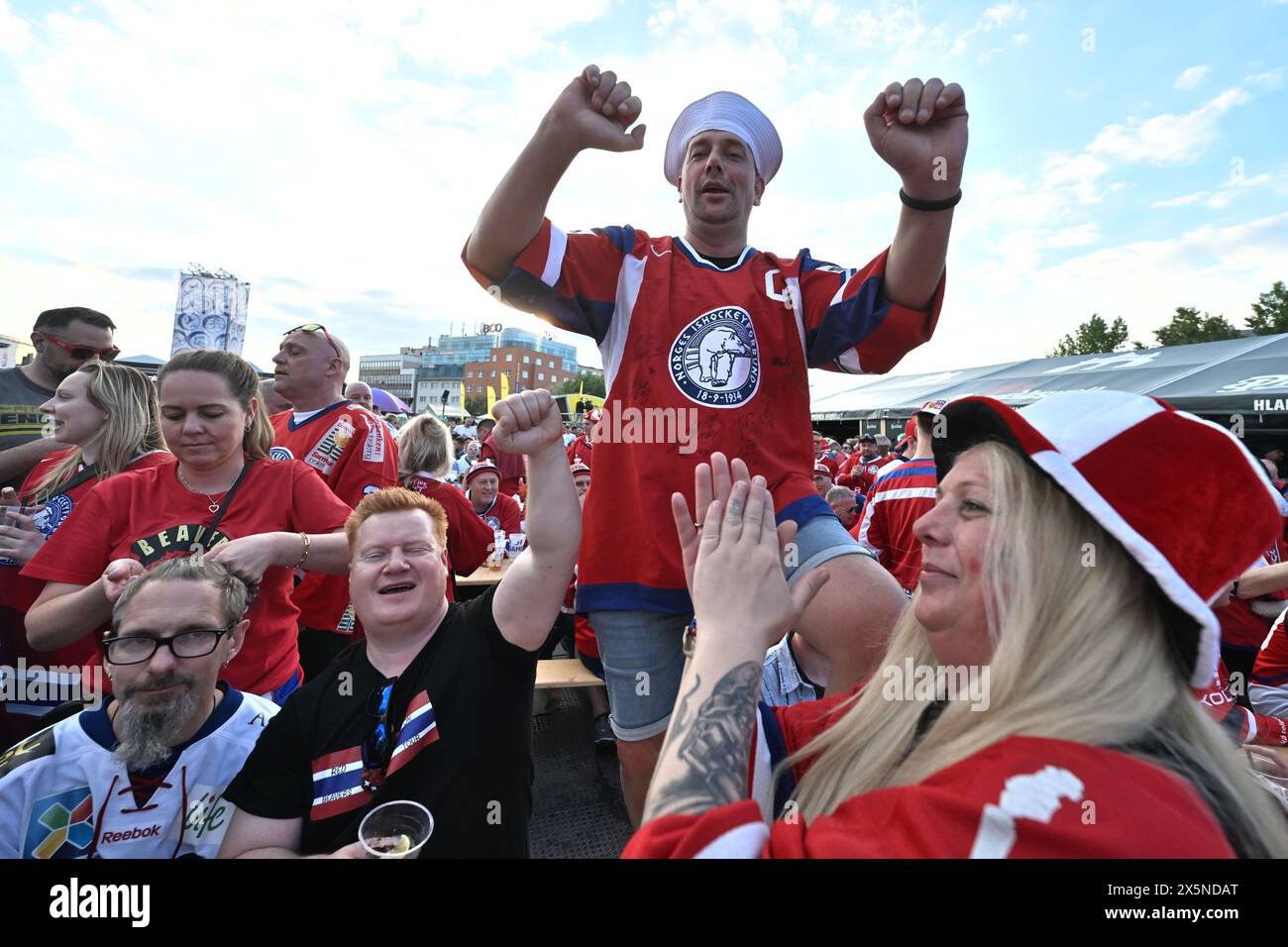 Prague, Czech Republic. 10th May, 2024. Fans in fan zone for the 2024 IIHF World Championship
