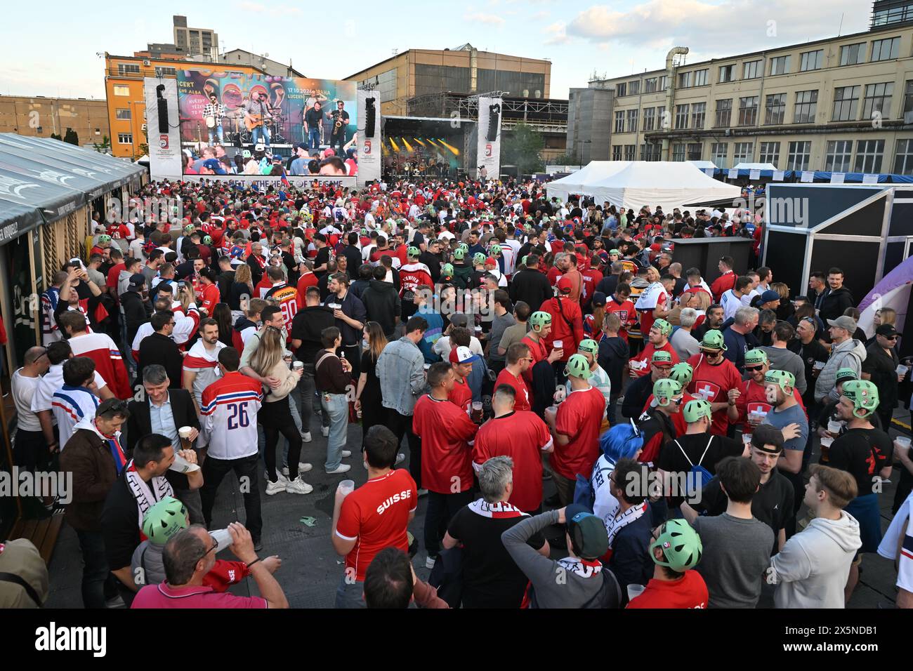 Prague, Czech Republic. 10th May, 2024. Fans in fan zone for the 2024 IIHF World Championship