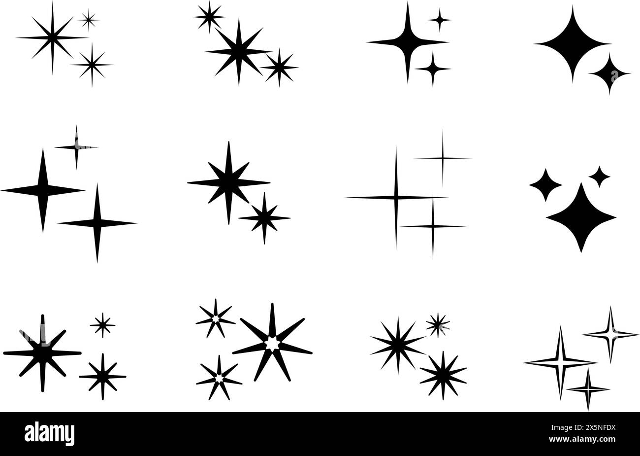 Sparkle Star Icon Set. Flat vector illustration Stock Vector Image ...