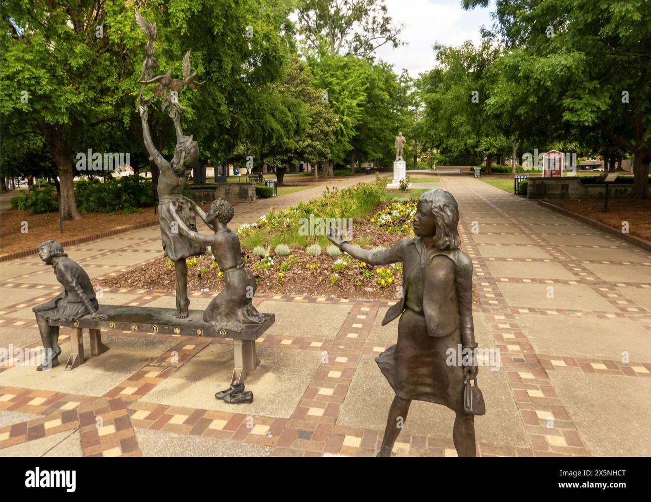 Statues and memorial in Kelly Ingram park in Birmingham Alabama Stock Photo