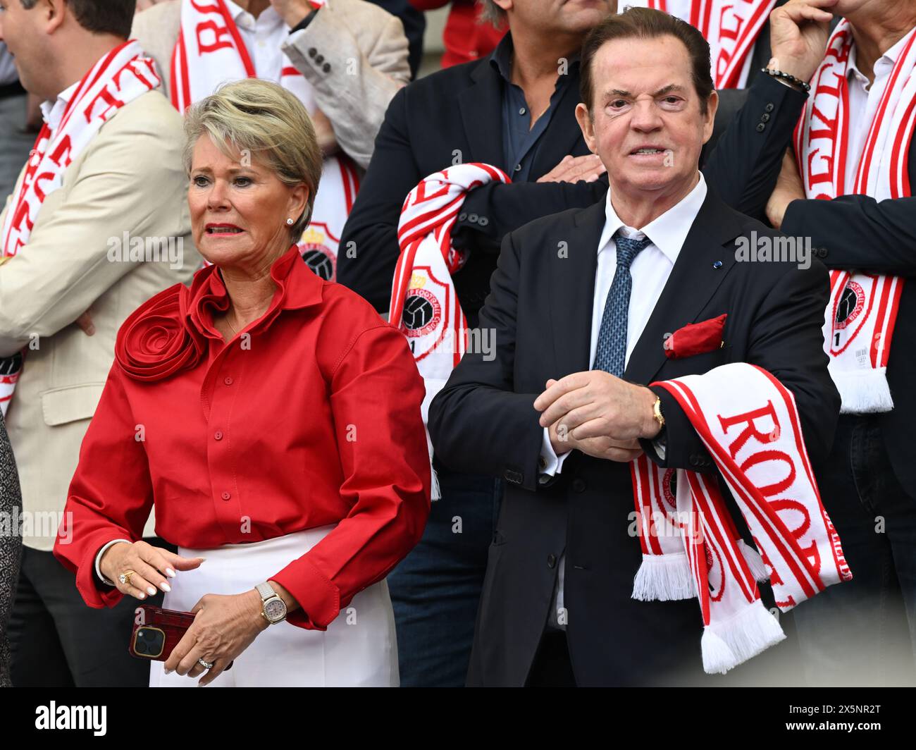 BRUSSELS - (l-r) Ria Vandoorne, Royal Antwerp FC owner and chairman Paul Gheysens during the Belgian Croky Cup final between Union st Gillis and Royal Antwerp FC at the King Baudouin Stadium on May 9 in Brussels, Belgium. ANP | Hollandse Hoogte | GERRIT VAN COLOGNE Stock Photo