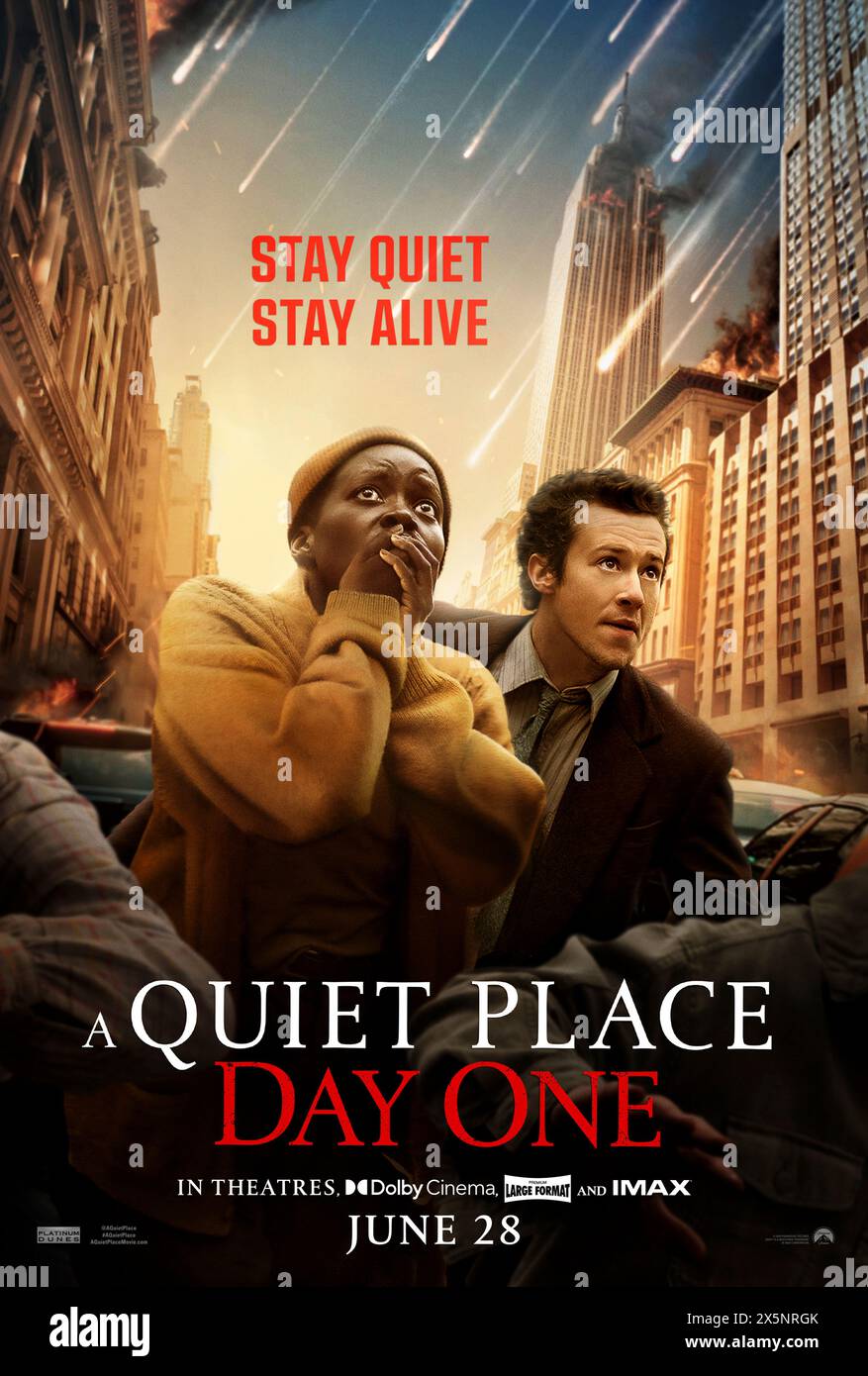 A Quiet Place: Day One (2024) directed by Michael Sarnoski and starring Djimon Hounsou, Joseph Quinn and Alex Wolff. Hear how it all began and experience the day the world went quiet. US advance poster.***EDITORIAL USE ONLY*** Credit: BFA / Paramount Pictures Stock Photo